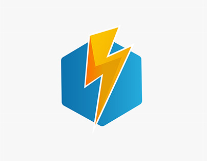 Fire Bolt Hexagon Shape Logo Design Illustration