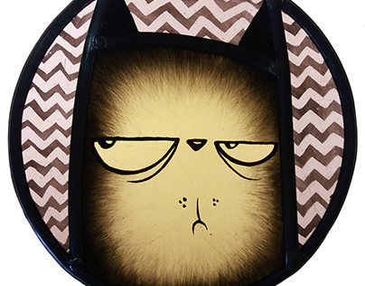 Stained glass grumpy cat