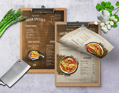 Indian A4 & US Letter Single Page Food Menu