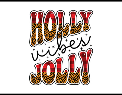 Holly Vibes Jolly Christmas Sublimation Tshirt Design