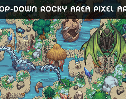 Rocky Top-Down Tileset Pixel Art for RPG