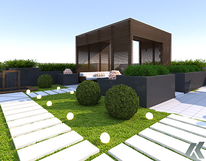Geometric style roof garden design