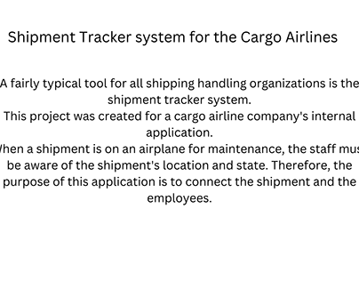 Shipment Tracker system for Cargo Airlines
