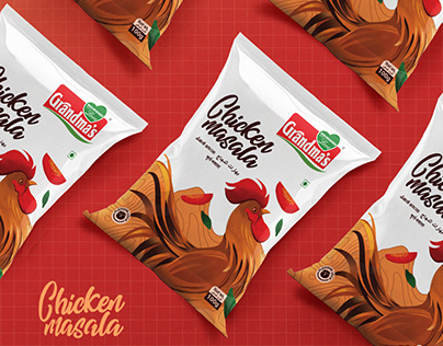 Chicken masala package design done for grandma's foods