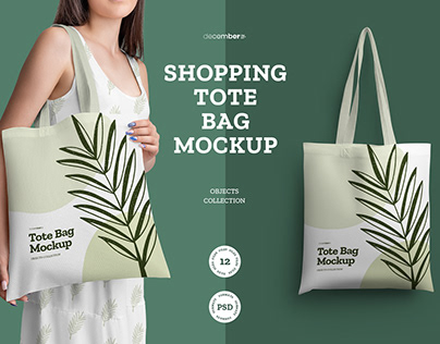 12 Shopping Tote Bag Mockups / 2 Free Mockups