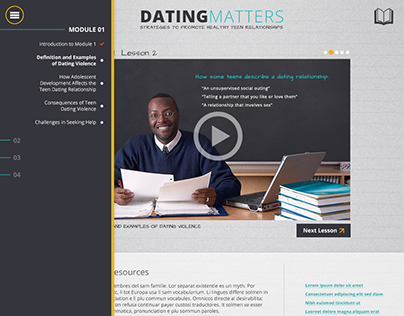 Dating Matters Wireframes, Styleboards, & Comps