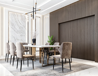 Saudi Arabia Villas l Neoclassic Dining room design