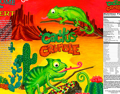 "Cactus Crumble" Cereal Box Packaging