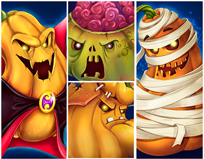 Pumpkin monsters. Character Design.