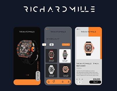Richard Mille wrist watch phone app design