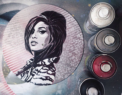 Amy Winehouse Stencil Art