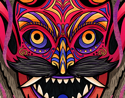 Project thumbnail - Mexican Masks | illustration for skateboards