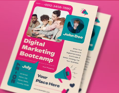 Fuscia Modern Digital Marketing Bootcamp Flyer