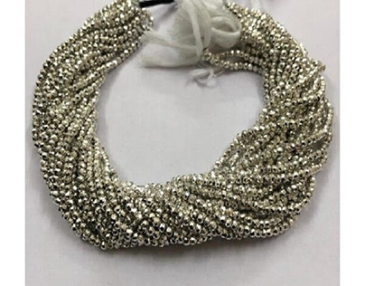 Natural Silver Pyrite Rondelle Gemstone Beads Strand