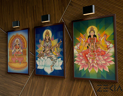 INDIAN GODDESSES IN CHITRASUTRA ART FORM