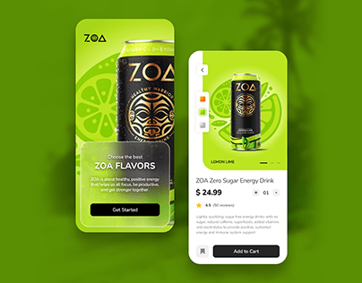 ZOA Flavored Energy Drinks App Prototype