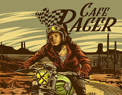 Cafe Racer - Pin up poster illustration