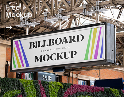 Free Billboard on Victoria Station Mockup