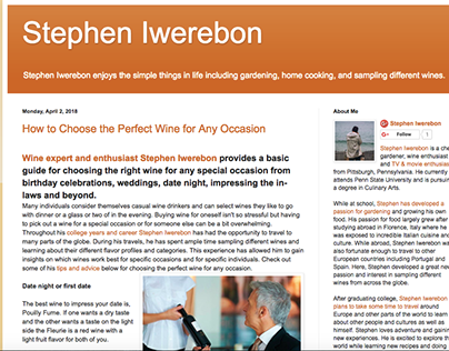 Stephen Iwerebon Blogspot Blogs - Wine & Gardening