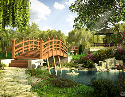 Japanese garden 3d visualization