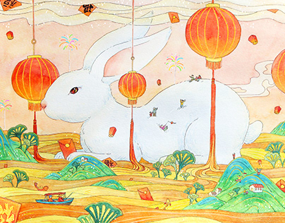 2023 Year of the Rabbit Watercolour Illustration
