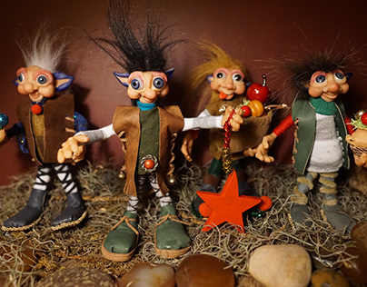 Handmade Christmas Dolls. Elves figurines