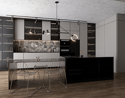 Kitchen with marquina marble.
