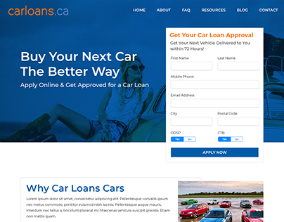 CarLoans - Landing for attracting car loans applicants
