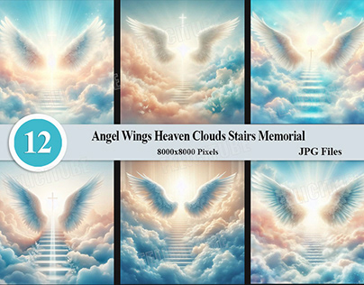 Angel Wings Heaven Clouds Stair Memorial Funeral