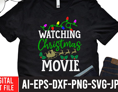 Watching Christmas Movie T-Shirt Design