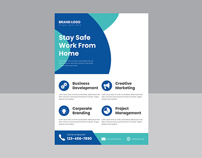 stay safe work from home flyer poster design.