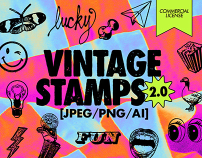 70 Vintage Stamp Icons