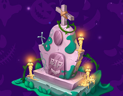 Spooky props. Halloween game art.