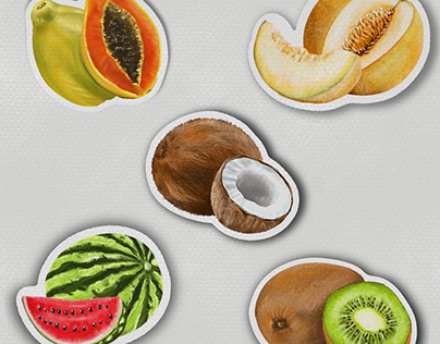 Fruits, nut, stickers