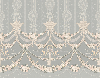 Romantic wedding / pattern illustration / lolita