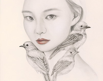 The girl and the birds.