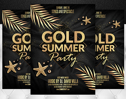 Gold Summer Party Flyer Template