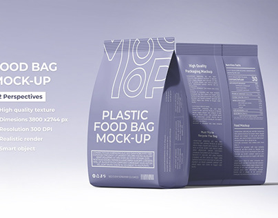 Plastic Food Packaging Bag Mockup