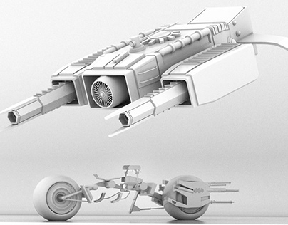 3d models of sci-fi drone & batpod