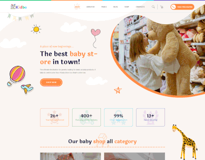 Baby shop & Kids store -- PSD Website Landing Page.