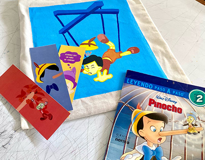Tote bag y separadores de libros inspirados en Pinocho