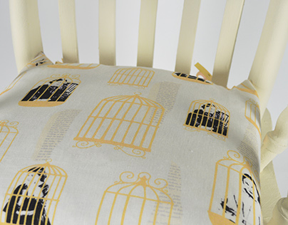 The Yellow Wallpaper inspired rocking chair & cushion
