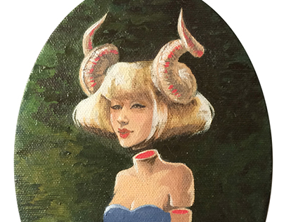 Little Demon Girl Oil Painting