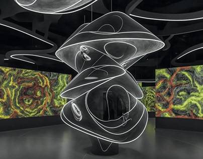 An immersive visual experience of black forms