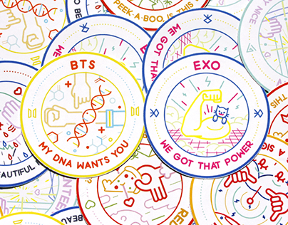 Kpop badge illustrations