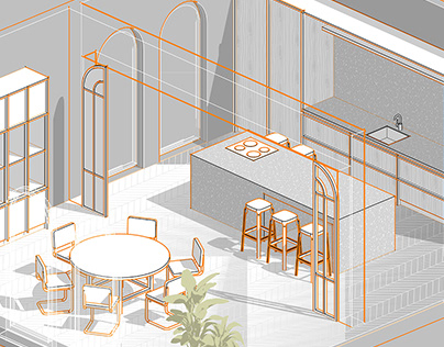 Design project of the kitchen and dining room