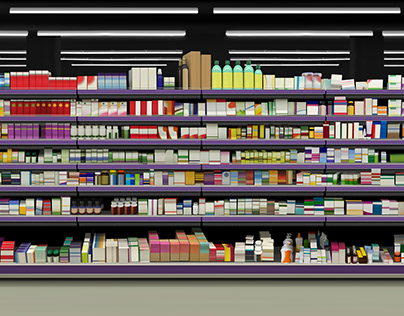 Vitamins and supplements on shelf / Mockup