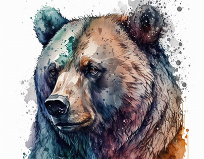 Watercolor Animal Series - Grizzly Bear