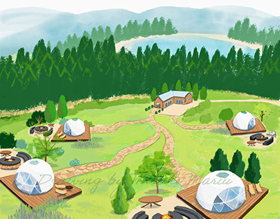 Glamping site drawing