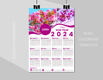 2024 New year calendar template.